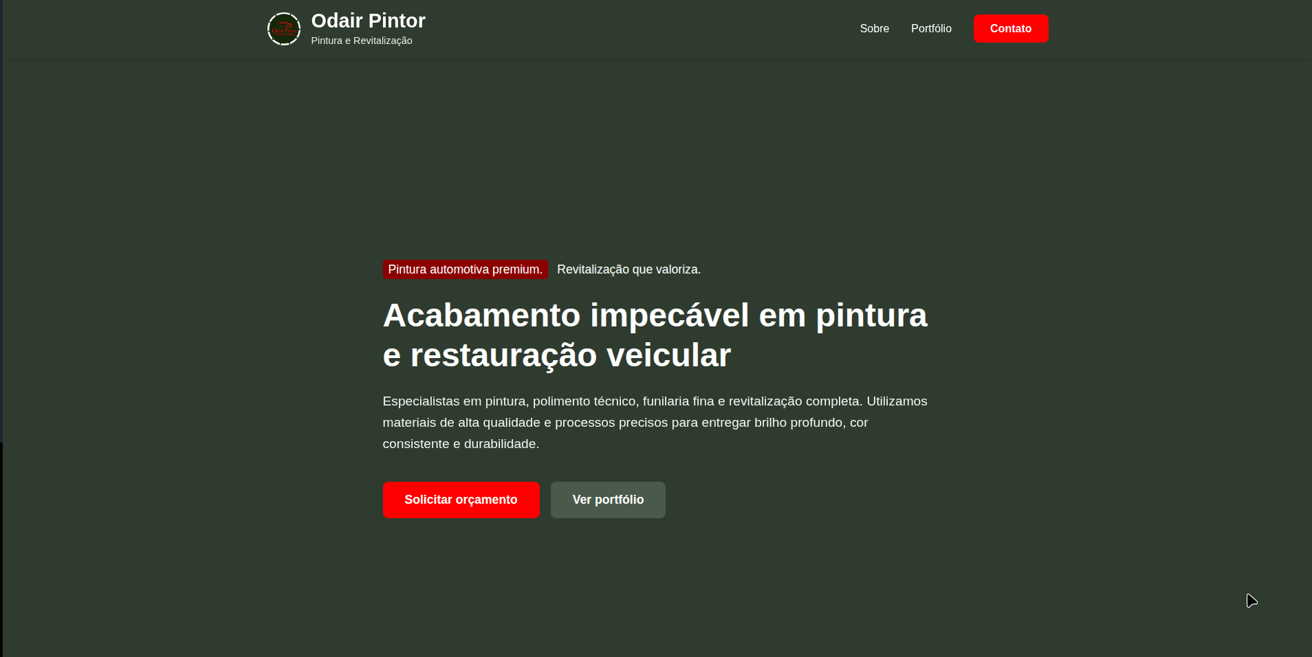 Prévia do projeto Landing Page Oficina Automotiva